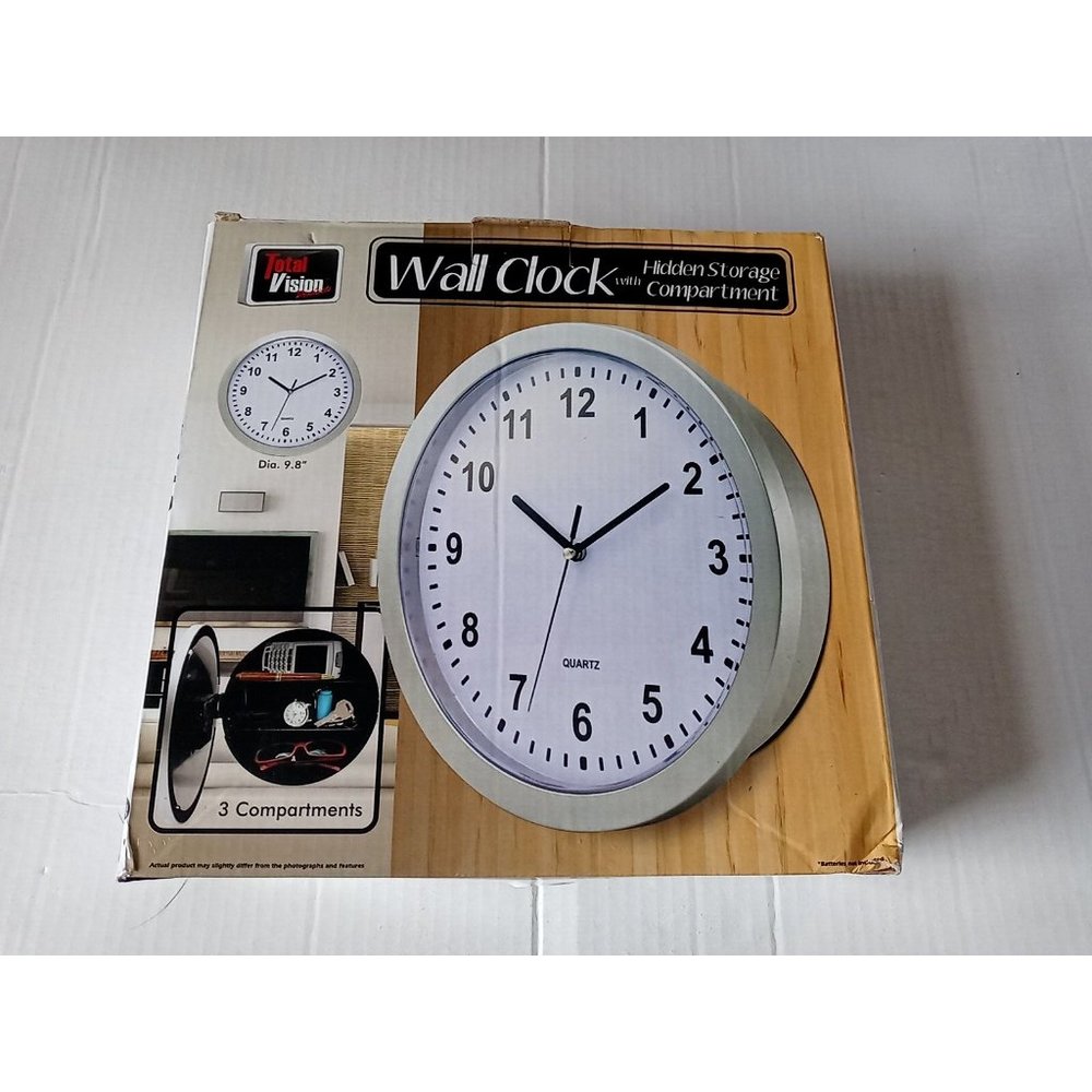 Wall Clock With Hidden Safe Compartment Secret Storage Valuables Cash Box - Picture 6 of 13